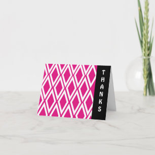 Hot Pink and White Diamond Thank You Card