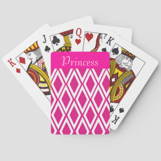 Hot Pink and White Diamonds Playing Cards