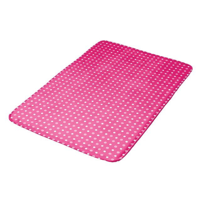 Hot pink and white dots bath mat (Angled)