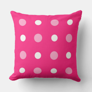 Hot pink and white dots throw pillow