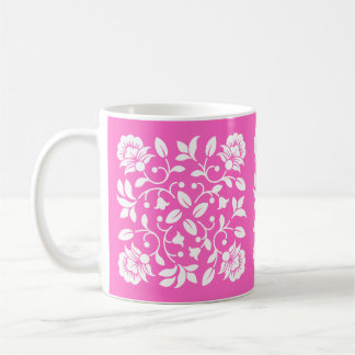 Hot Pink and White Flowers Coffee Mug