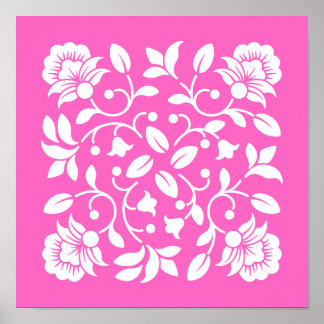 Hot Pink and White Flowers Poster