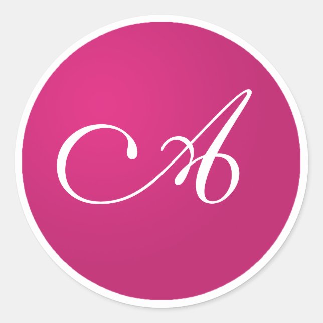 Hot Pink and White Monogram A Envelope Stickers (Front)