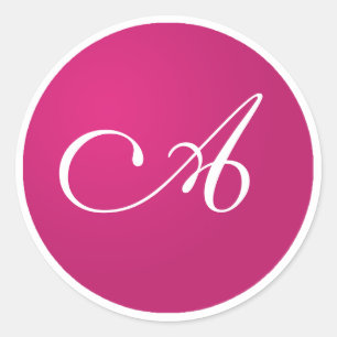 Hot Pink and White Monogram A Envelope Stickers