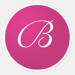Hot Pink and White Monogram B Envelope Stickers