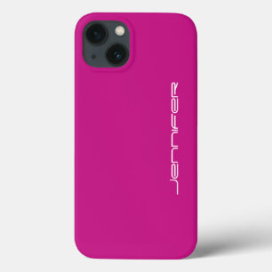 Hot Pink and White, Name, Minimalist iPhone 13 Case