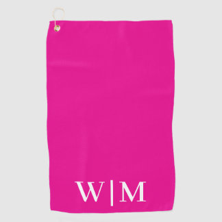 Hot Pink and White Personalized Golf Towel