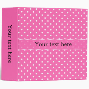 Hot Pink and White Polka Dot Pattern Binder