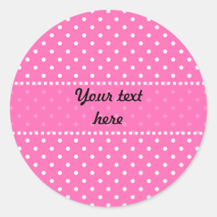 Hot Pink and White Polka Dot Pattern Classic Round Sticker