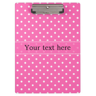 Hot Pink and White Polka Dot Pattern Clipboard