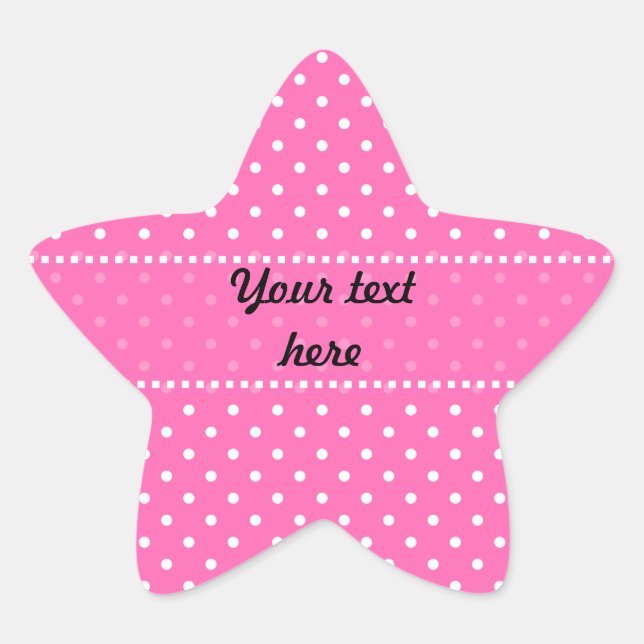 Hot Pink and White Polka Dot Pattern Star Sticker (Front)