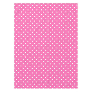 Hot Pink and White Polka Dot Pattern Tablecloth