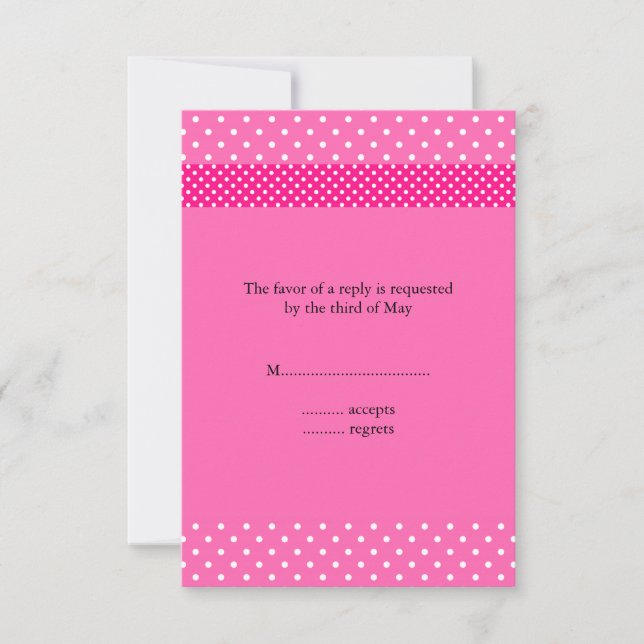Hot Pink and White Polka Dot RSVP Card (Front)