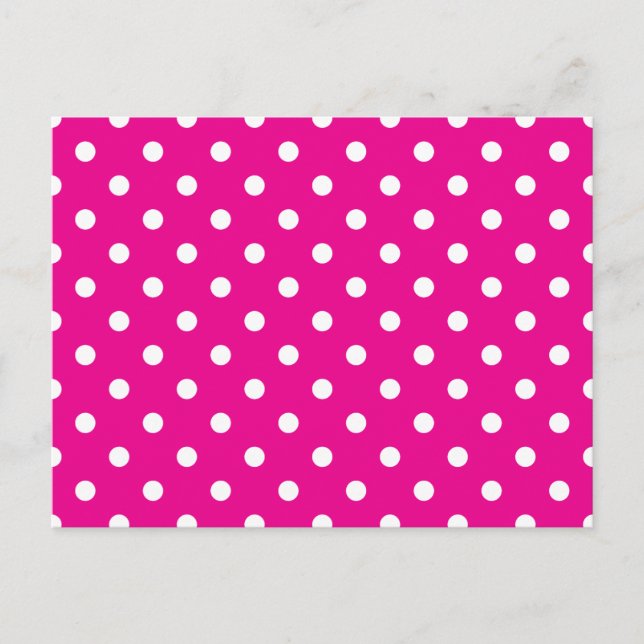 Hot Pink and White Polka Dots Postcard (Front)