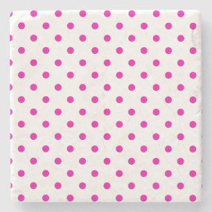 Hot Pink and White Polka Dots Square Coaster