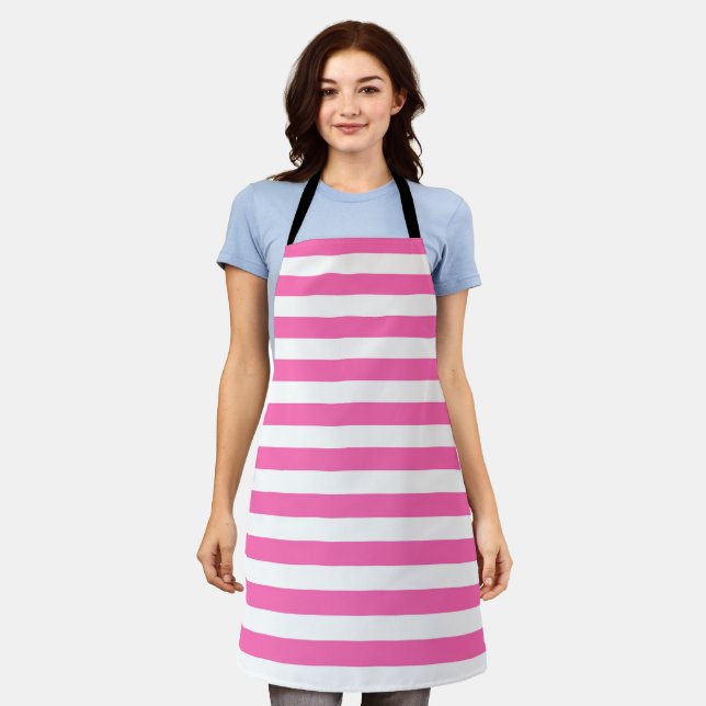 Hot Pink and White Stripes Apron (Worn)