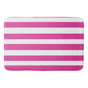 Hot Pink and White Stripes Bath Mat