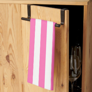 Hot Pink and White Stripes Kitchen Towel