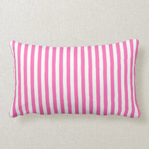 Hot Pink and White Stripes Lumbar Pillow