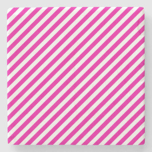 Hot Pink and White, Stripes Square Coaster