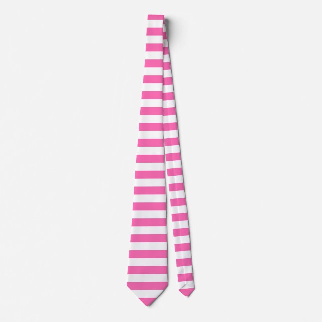 Hot Pink and White Stripes Tie (Front)