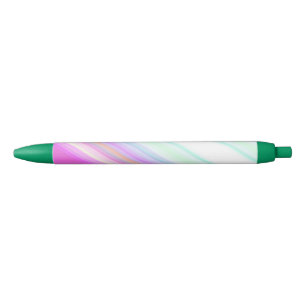 Hot Pink and White Strips Black Ink Pen