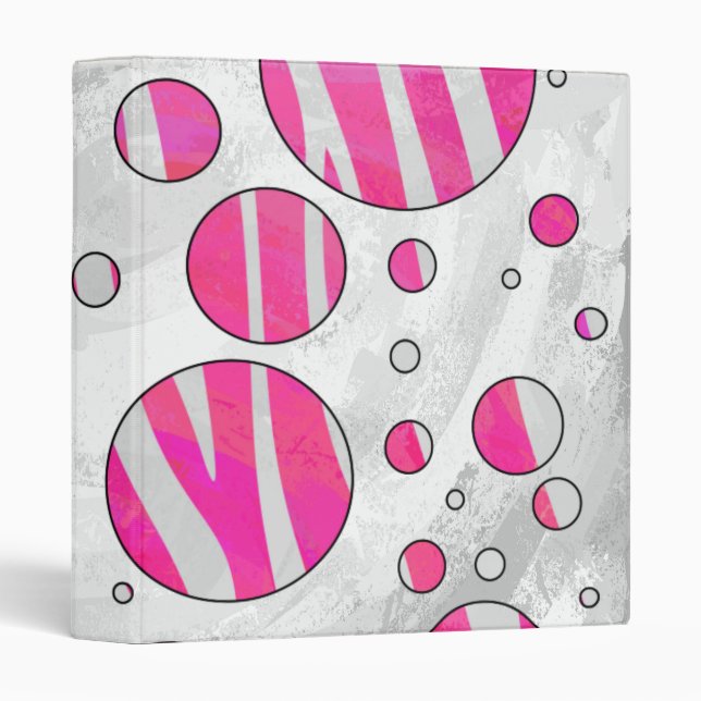 Hot Pink and White Zebra Polka Dots Binder (Front/Spine)