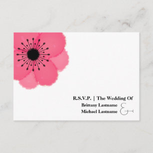 Hot Pink Anemone Modern Wedding R.S.V.P. RSVP Card