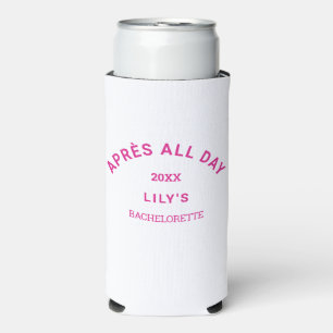 Hot Pink Après All Day Bachelorette Ski Crest Seltzer Can Cooler