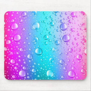 Hot Pink & Aqua Blue Gradient Water Droplets Mouse Pad