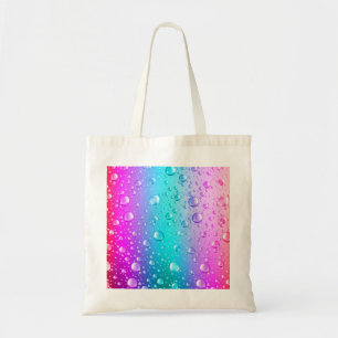 Hot Pink & Aqua Blue Gradient Water Droplets Tote Bag