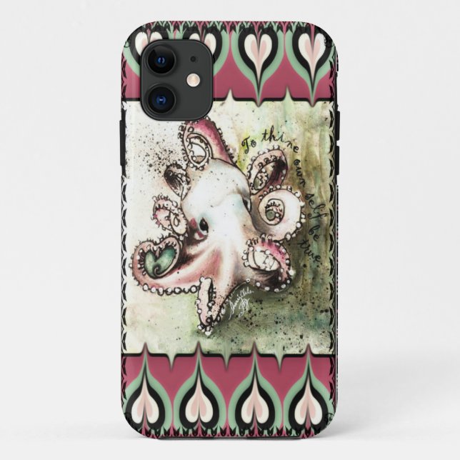Hot Pink & Aqua Octopus Love  'Ivy' iPhone Case (Back)