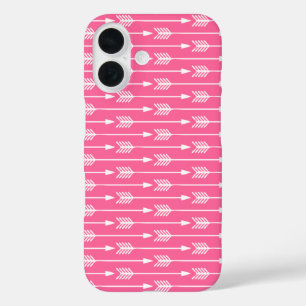 Hot Pink Arrows Pattern iPhone 16 Case