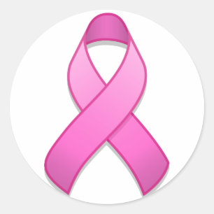 Hot Pink Awareness Ribbon Round Sticker