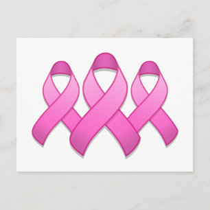 Hot Pink Awareness Ribbon Trio Postcard