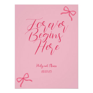 Hot Pink & Baby Pink Bow Wedding Sign