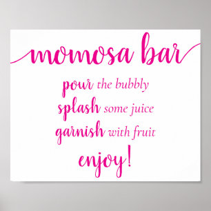 Hot Pink Baby Shower   Momosa Bar Script Sign