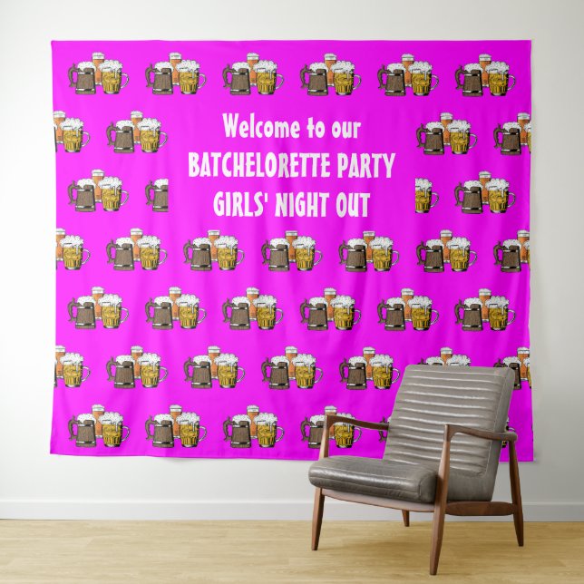 Hot Pink Bachelorette Beer Tapestry (In Situ (Horizontal))
