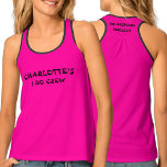 Hot Pink Bachelorette Personalized Name Bridesmaid Tank Top<br><div class="desc">This bachelorette party tank top is great for your bridesmaids. It's on colour trend in a neon hot pink. Great for your "I do crew".  Add their name,  occasion and role by clicking on the personalize button. Remember to edit both sides.</div>