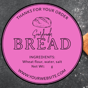 Hot Pink Bakery Sourdough Bread Thank You Sticker