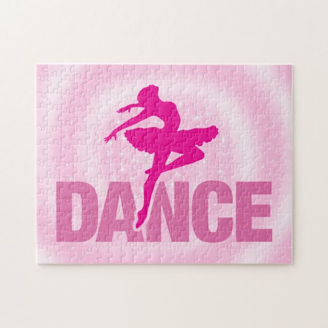Hot Pink Ballerina Dance Sparkle  Jigsaw Puzzle (Horizontal)