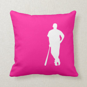 Hot Pink Baseball; softball Throw Pillow