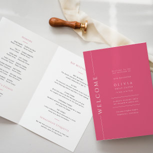 Hot Pink Bat Mitzvah Folded Program Booklet
