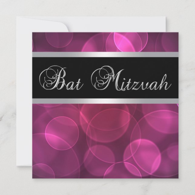 Hot Pink Bat Mitzvah Invitation (Front)