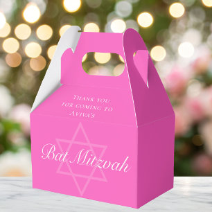Hot Pink Bat Mitzvah Party Star of David Custom Favor Box