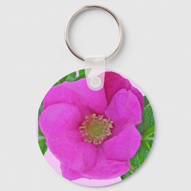 Hot Pink Beach Rose Coordinating Items Keychain (Front)