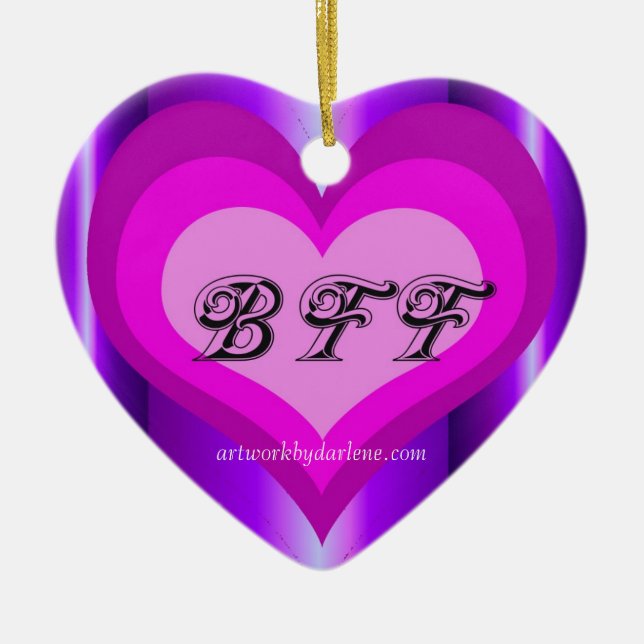 hot pink BFF Ceramic Ornament (Front)