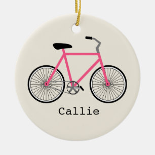 Hot Pink Bicycle Personalized Ornament