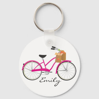 Hot PInk Bicycle with Oranges Keychain