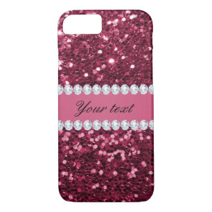 Hot Pink Big Faux Glitter and Diamonds iPhone 8/7 Case